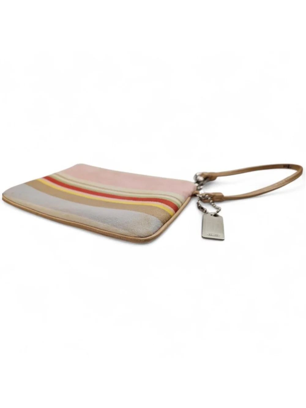 Coach 2004 Striped Wristlet in in Cotton Stripe and Leather accents